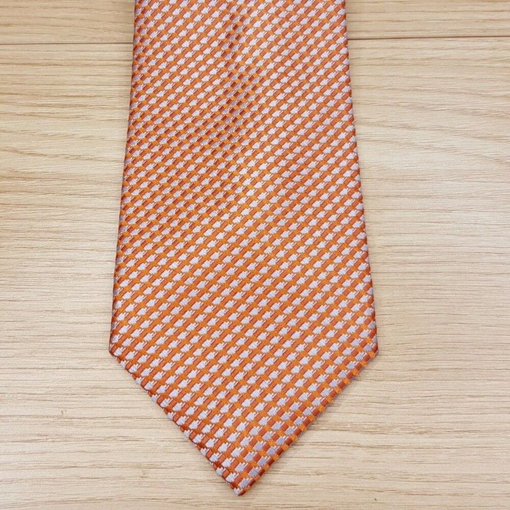 PERRY ELLIS Mens Neck Tie Orange 3D Cube Briscoe Neat Modern Classic Necktie